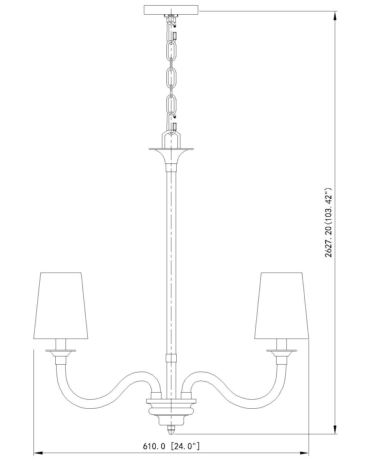 1950-5RB - Katerina 5 Light 24" Chandelier - Rubbed Brass