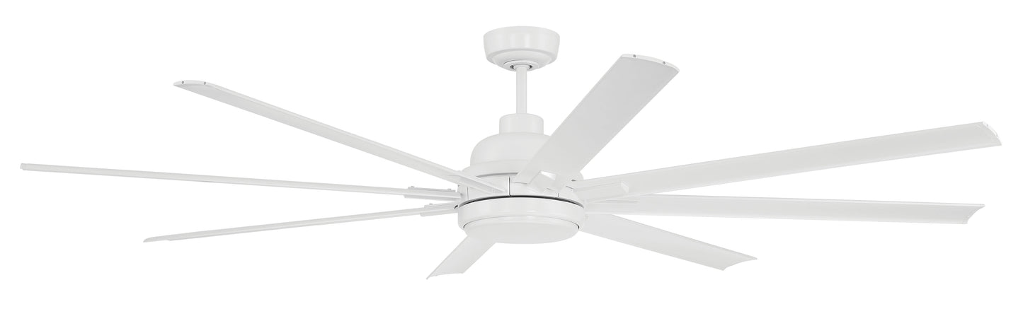 RSH72W8 - Rush 72 72" 8 Blade Indoor Outdoor Ceiling Fan with Light Kit - White