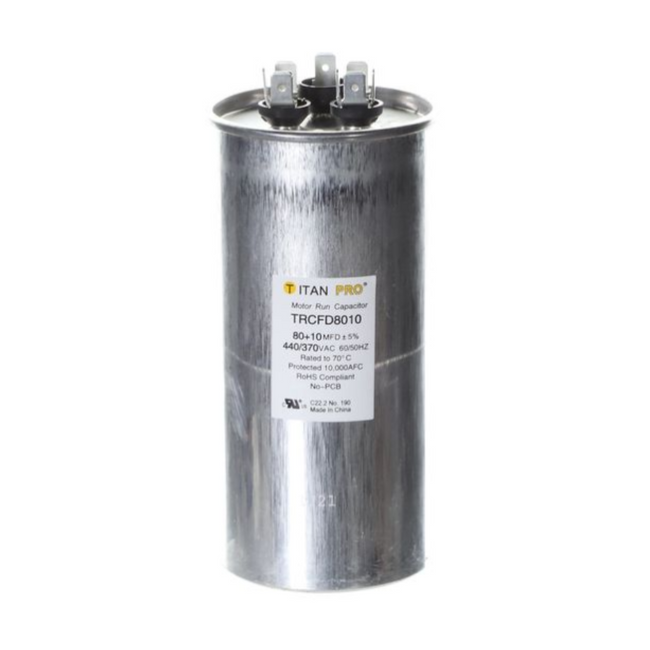 TRCFD8010 - TITAN PRO CAPACITOR 80+10 MFD 440/370V ROUND
