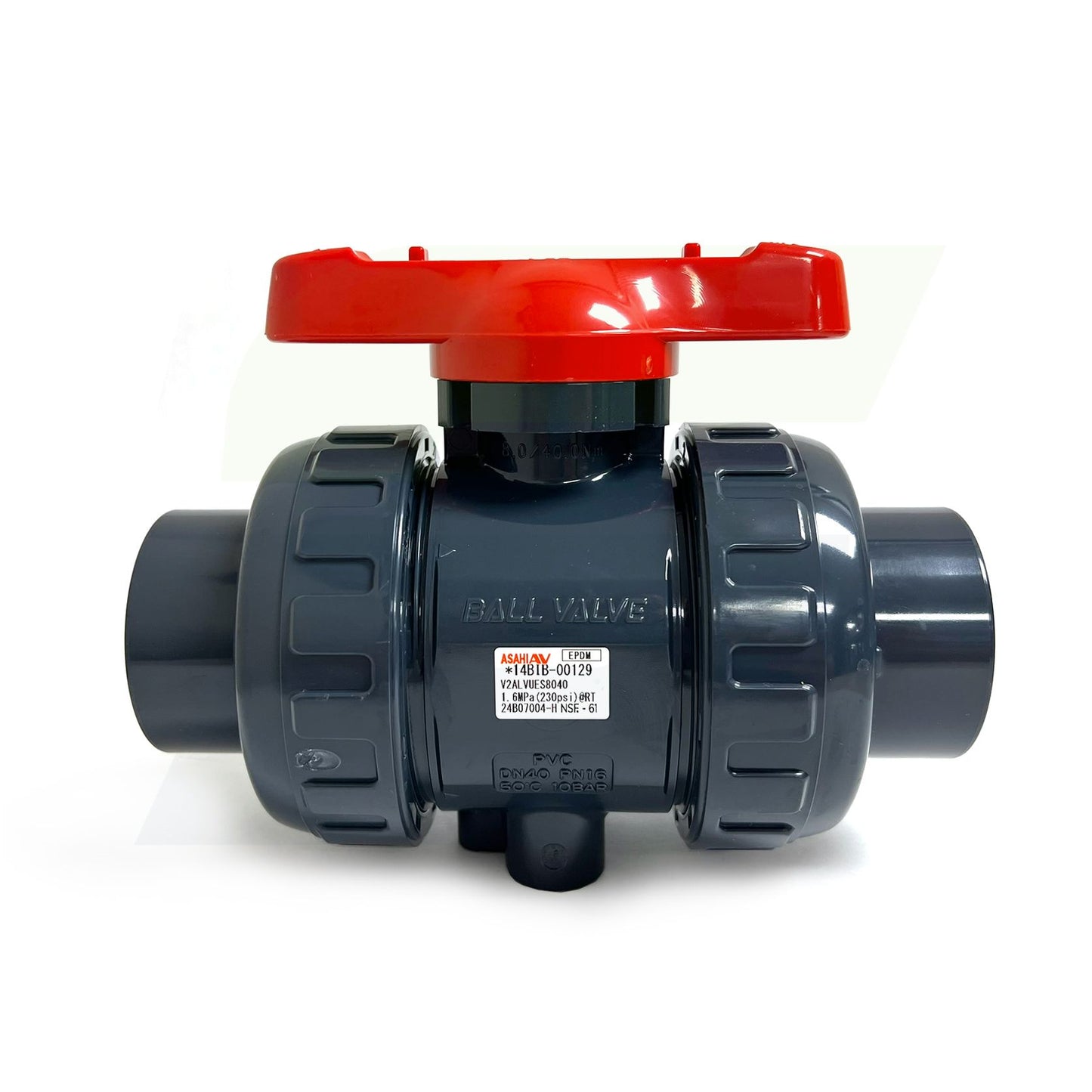 1601015 - 1-1/2" True Union In-line Ball Valve - PVC, Socket/Threaded, EPDM Seal