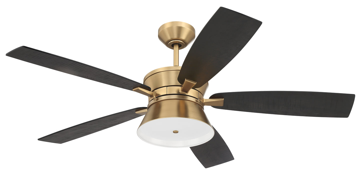 DMK52SB5-NWF - Dominick 52" Indoor Ceiling Fan with no Wifi 52" 5 Blade Ceiling Fan with Light Kit - Satin Brass