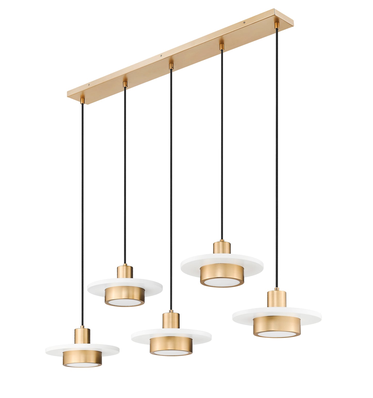 829P12-5L-MW-MGLD-LE - Ludo 5 Light Linear 52" Chandelier - Matte White / Modern Gold