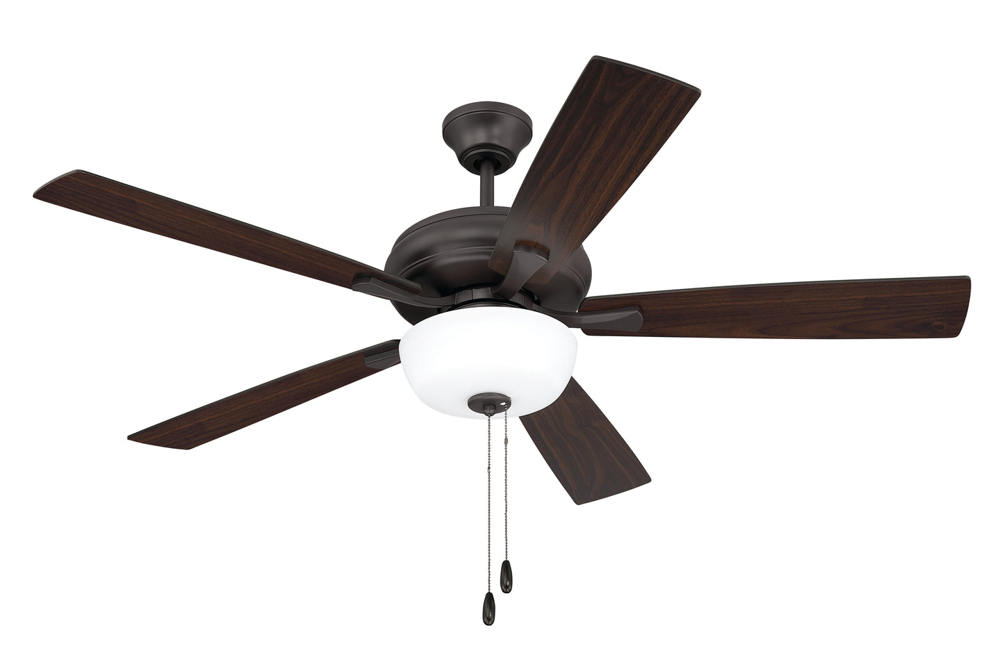 ECF211CBZ5-CBZWLN - EOS 2 Light Frosted White Bowl 52" Ceiling Fan 52" 5 Blade Ceiling Fan with Light Kit - Classic Bronze