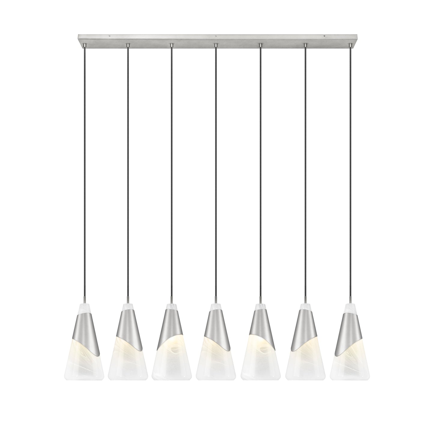 828P7-7L-BN - Aimie 7 Light Linear 54" Chandelier - Brushed Nickel
