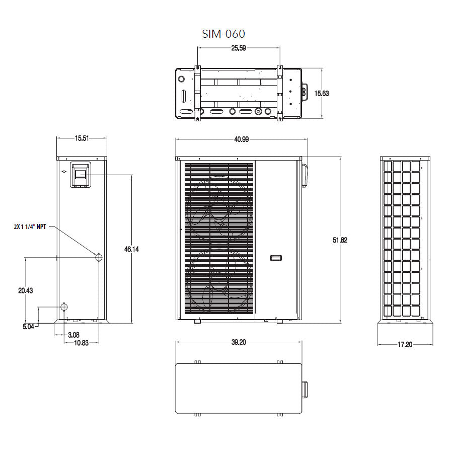 45SIM-060A4 - Air-to-Water Heat Pump – 5 Ton, Inverter-Driven, 208-230V, 1 Phase
