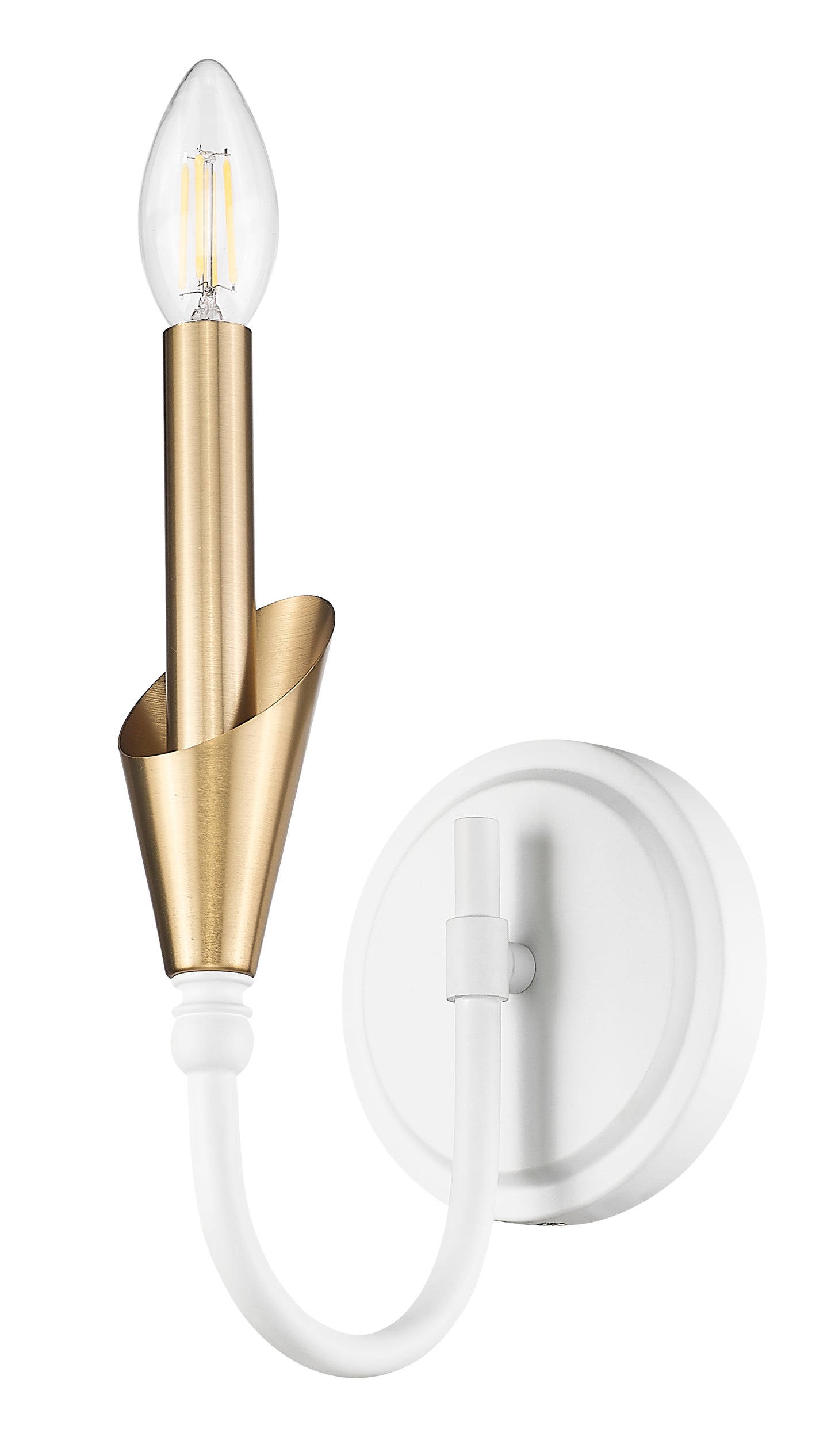 4014-1S-TW-MGLD - Claudelle 1 Light Wall 14" Sconce - Tundra White / Modern Gold