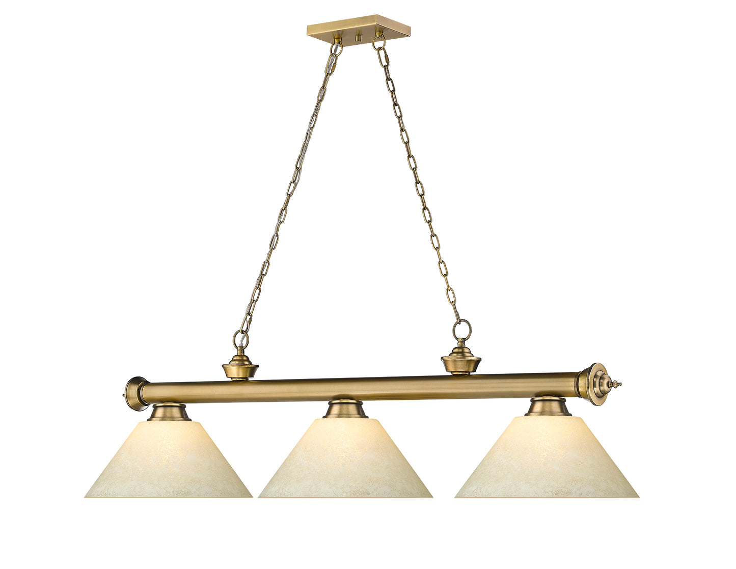 2306-3RB-AGM14 - Cordon 3 Light 57" Billiard - Rubbed Brass