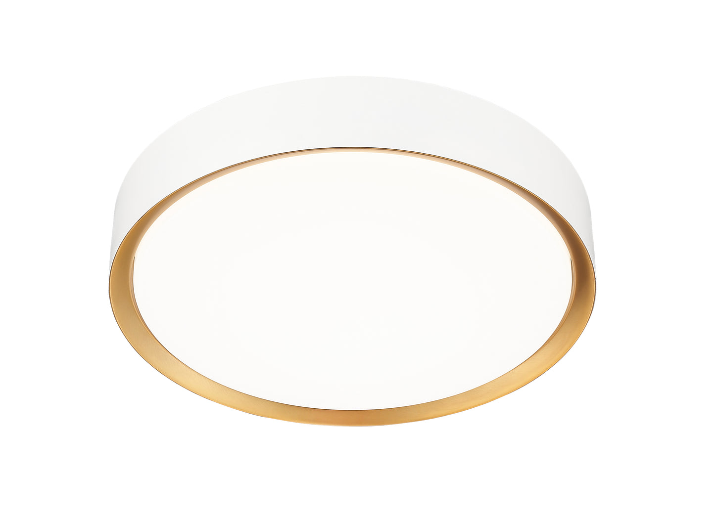 1014F16-MW-MGLD-LED - Kawan 1 Light Flush 16" Mount - Matte White / Modern Gold