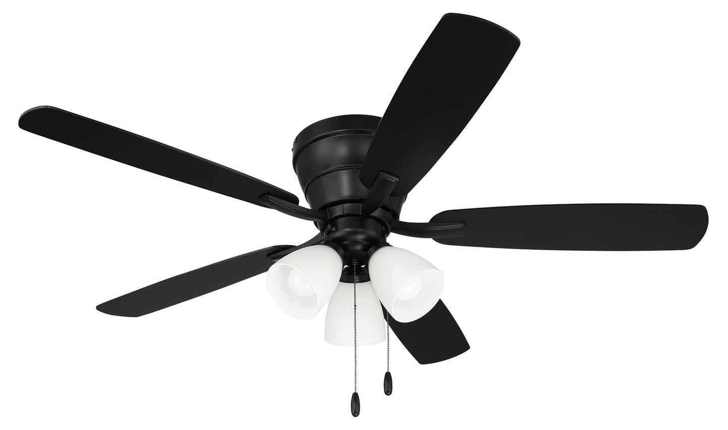 WHL52FB5C3 - Wheeler 52 3-Light 52" 5 Blade Ceiling Fan with Light Kit - Flat Black