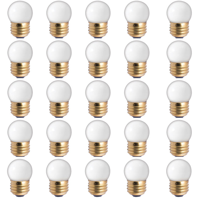 702007 - Dimmable Ceramic White S11 Incandescent Light Bulb - 7.5 Watt - 2700K - 25 Pack