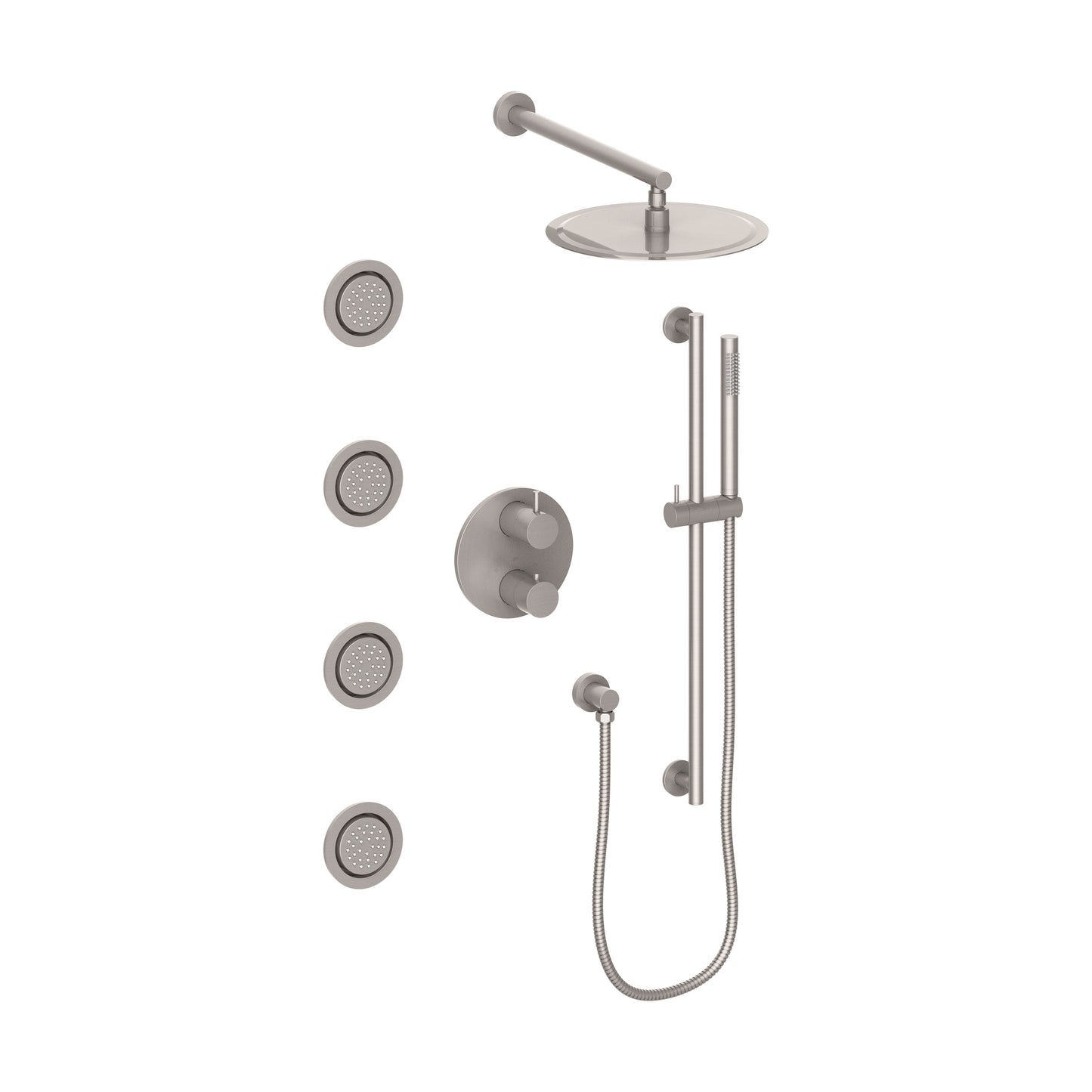 EMBY-SHS-T3-BN - Emerald Bay Thermostatic Shower System with Body Jets in Brushed Nickel