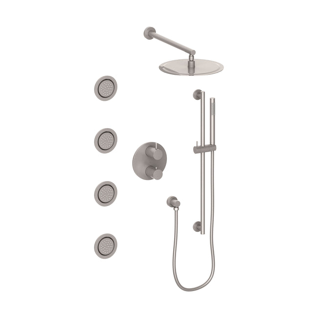 EMBY-SHS-T3-BN - Emerald Bay Thermostatic Shower System with Body Jets in Brushed Nickel
