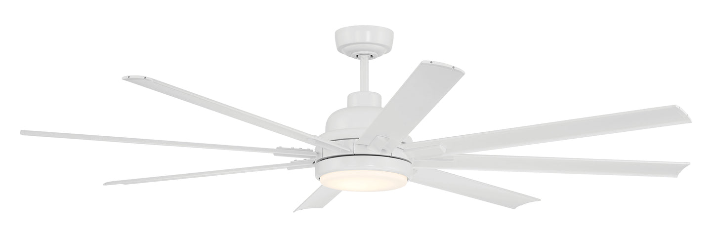 RSH65W8 - Rush 65 65" 8 Blade Indoor Outdoor Ceiling Fan with Light Kit - White
