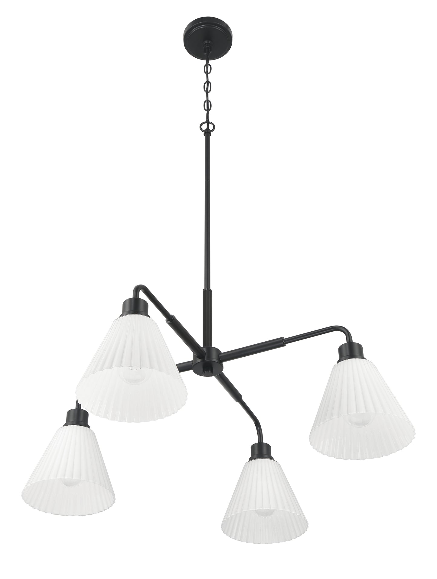 62324-FB - Pleated II 4 Light 30" Wide Chandelier - Flat Black