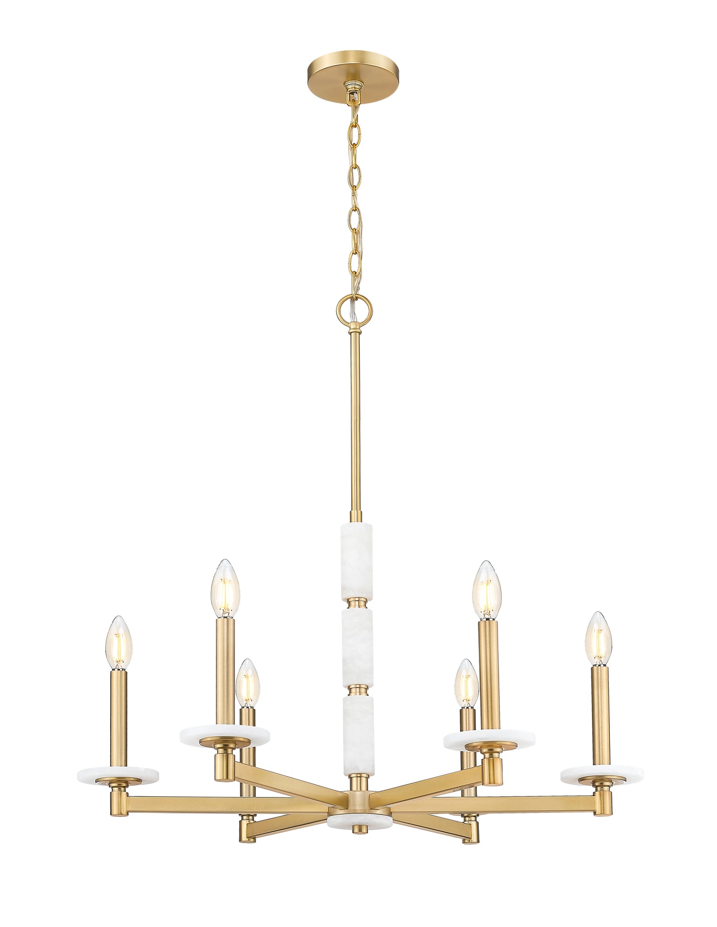 3045-6MGLD - Kaden 6 Light 28" Chandelier - Modern Gold
