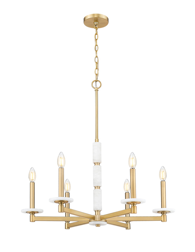 3045-6MGLD - Kaden 6 Light 28" Chandelier - Modern Gold