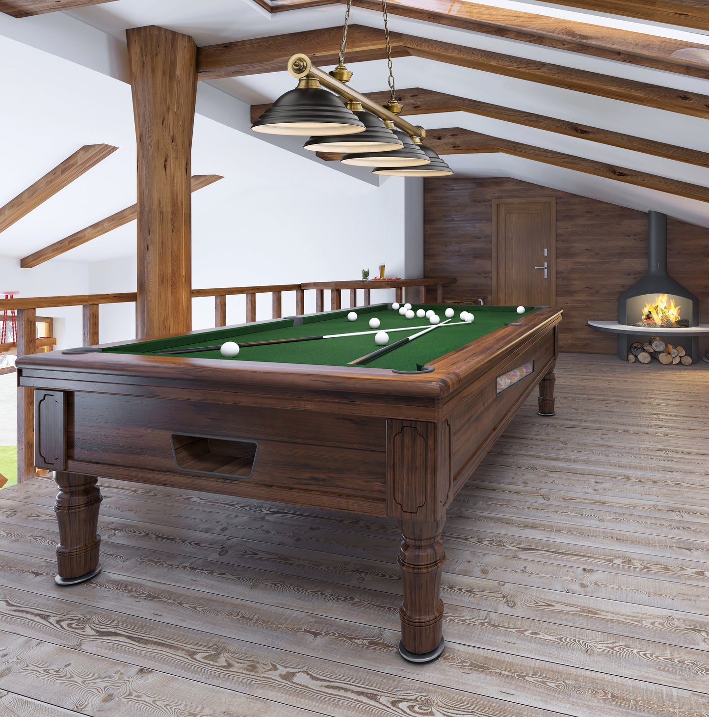 2306-4RB-SMB - Cordon 4 Light 82" Billiard - Rubbed Brass