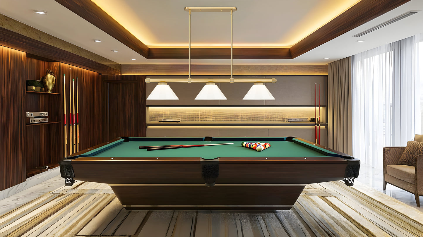 3050-3RB-PWH - Vanguard 3 Light 58" Billiard - Rubbed Brass