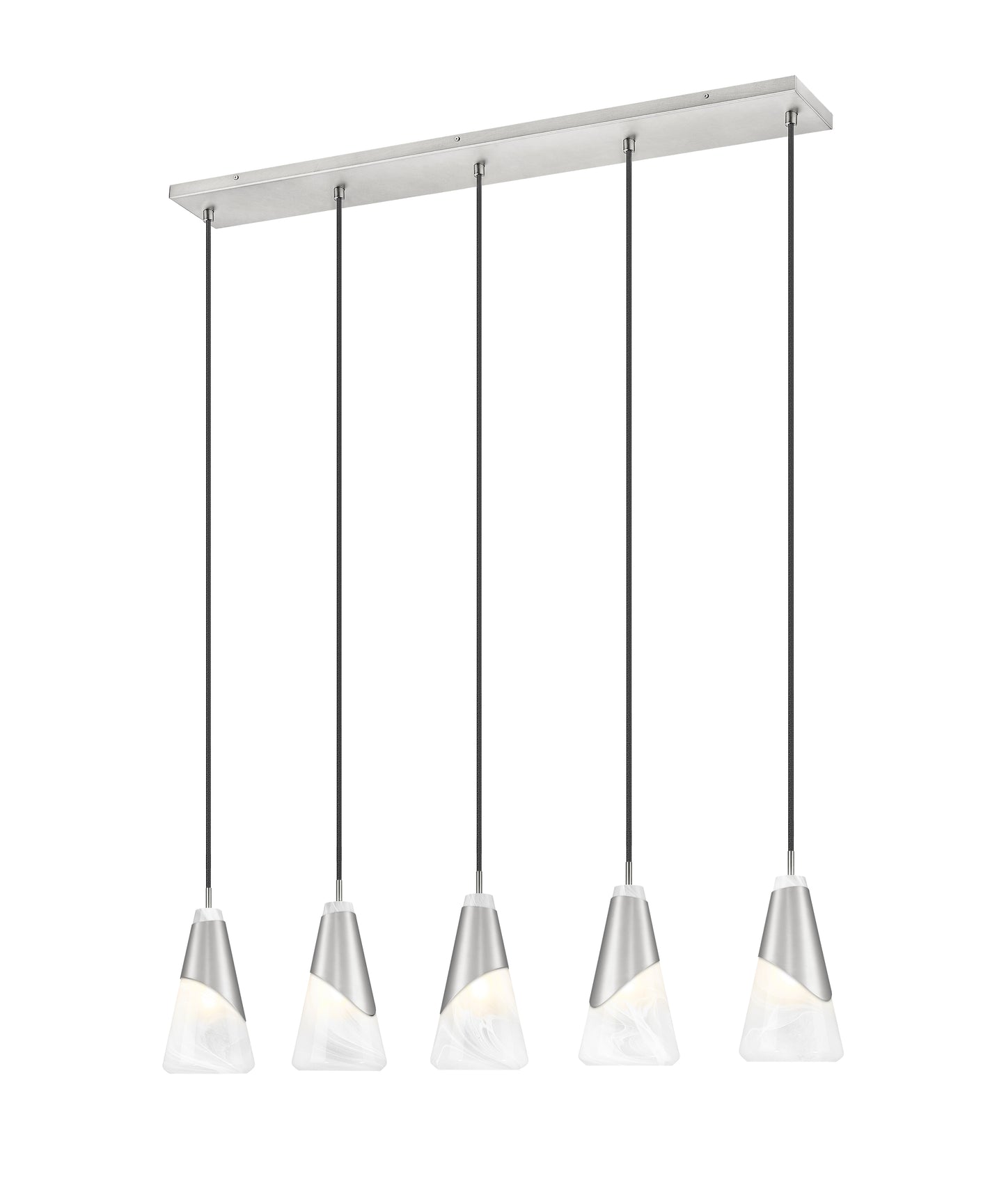 828P6-5L-BN - Aimie 5 Light Linear 42" Chandelier - Brushed Nickel