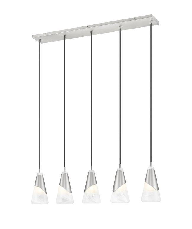 828P6-5L-BN - Aimie 5 Light Linear 42" Chandelier - Brushed Nickel