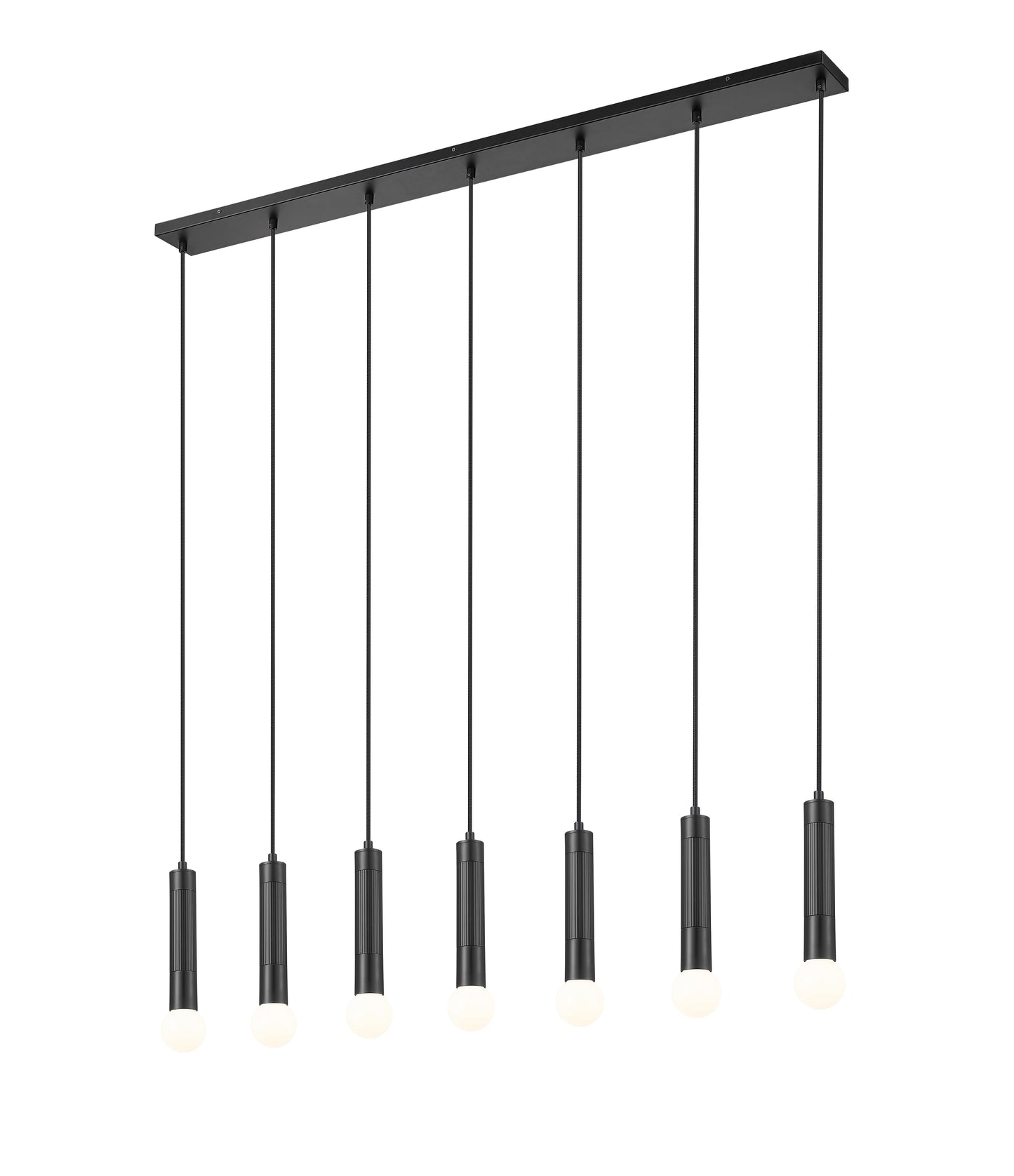 1956P-7L-MB - Stari 7 Light Linear 54" Chandelier - Matte Black