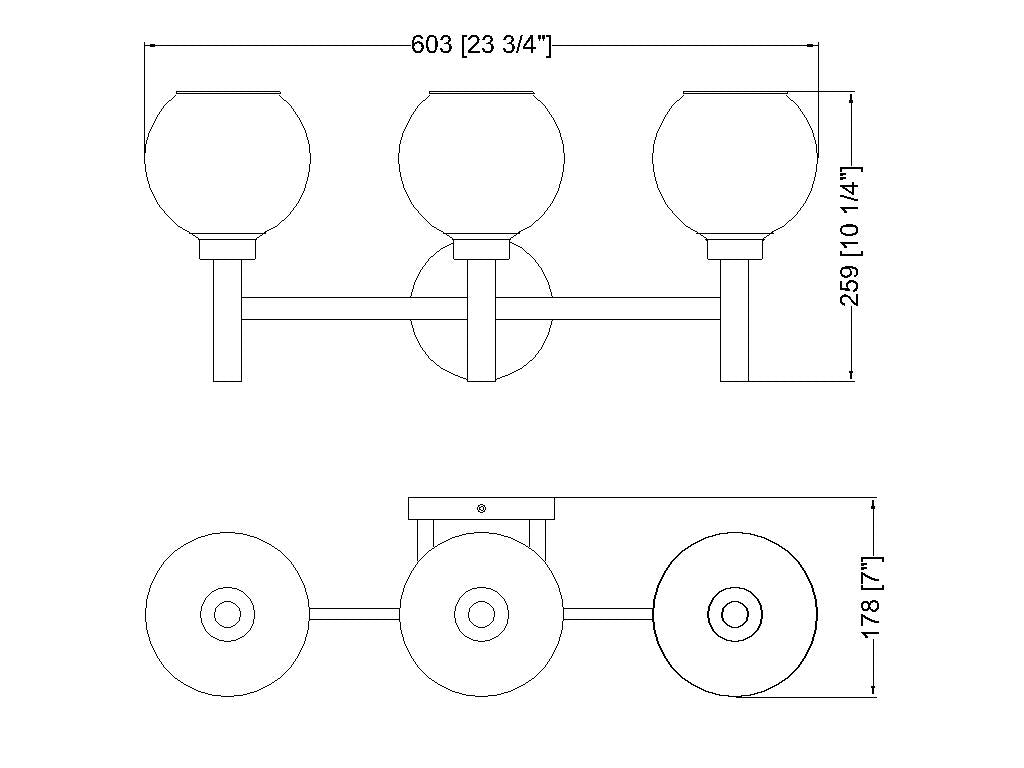 7502-3V-CH - Sutton 3 Light 24" Vanity - Chrome