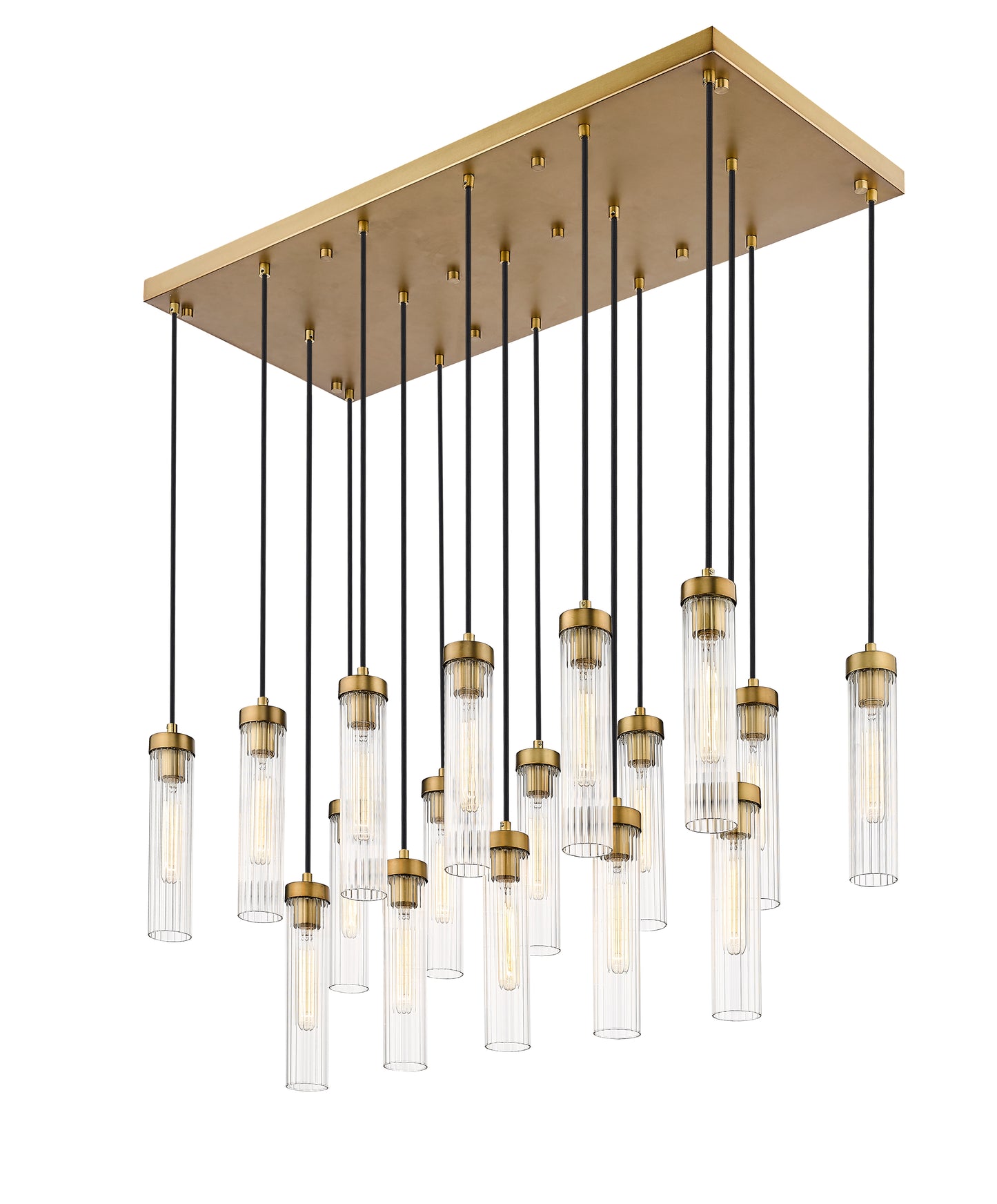 740P-17L-RB - Beau 17 Light Linear 42" Chandelier - Rubbed Brass