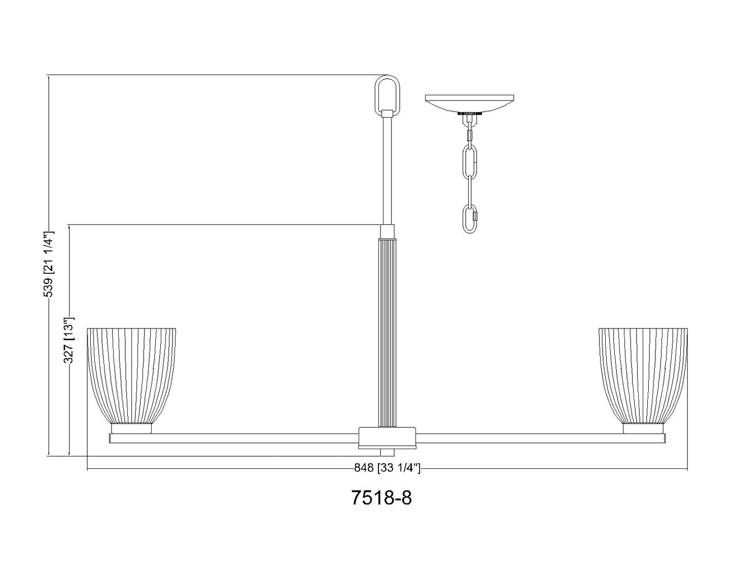 7518-8MGLD - Naya 8 Light 33" Chandelier - Modern Gold