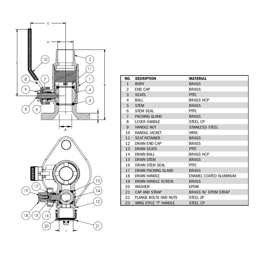 H-50414 1" Isolator Uni-Flange Ball Valve w/ Drain