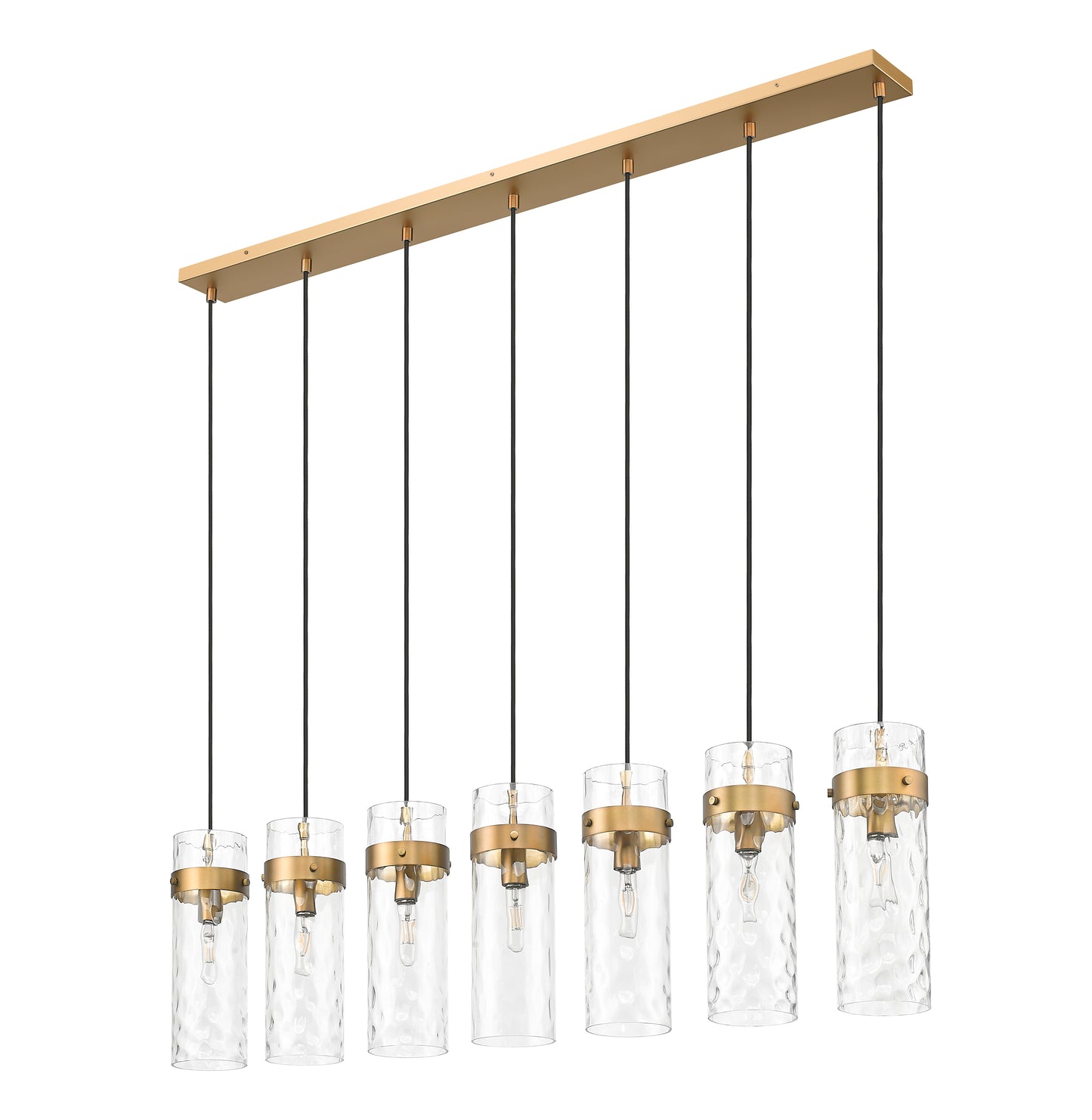 7002P5-7L-RB - Fontaine 7 Light Linear 57" Chandelier - Rubbed Brass