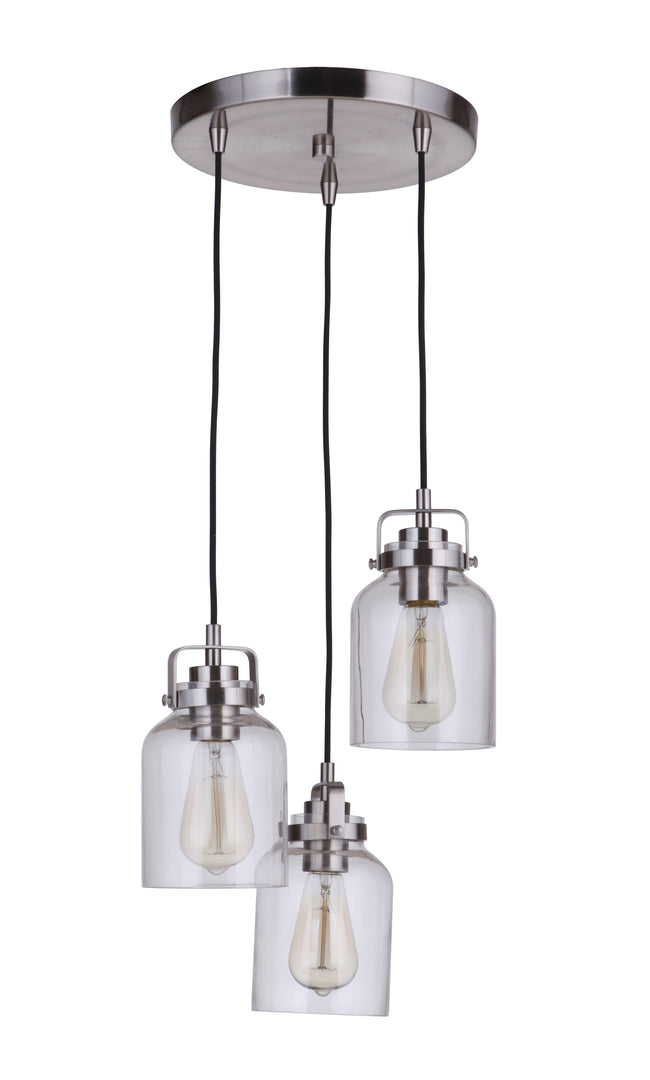 53692-BNK - Foxwood 3 Light 11.88" Wide Pendant - Brushed Nickel
