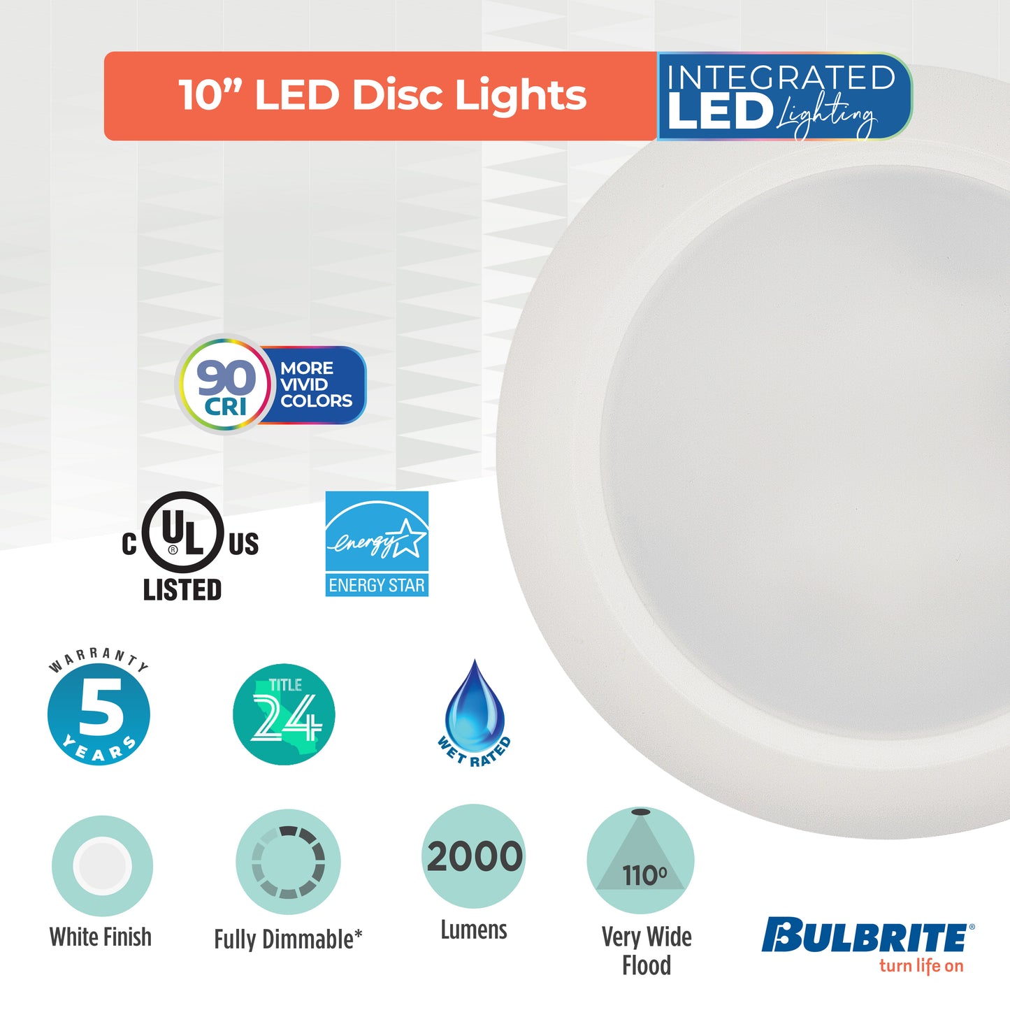 773276 - 25 Watt LED 10" Disc, 5 CCT - 27/30/35/40/50K 2000 Lumens