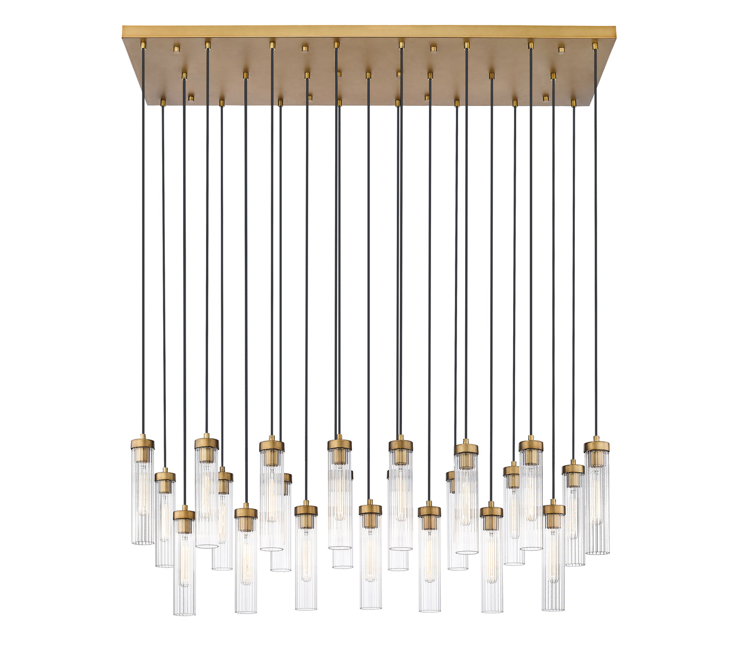 740P-23L-RB - Beau 23 Light Linear 54" Chandelier - Rubbed Brass