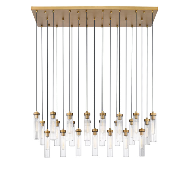 740P-23L-RB - Beau 23 Light Linear 54" Chandelier - Rubbed Brass