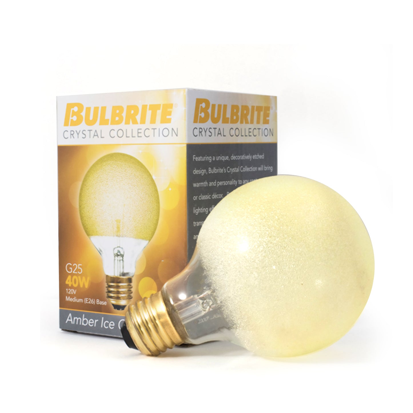 144015 - Dimmable Amber Ice G25 Incandescent Light Bulb - 40 Watt - 6 Pack