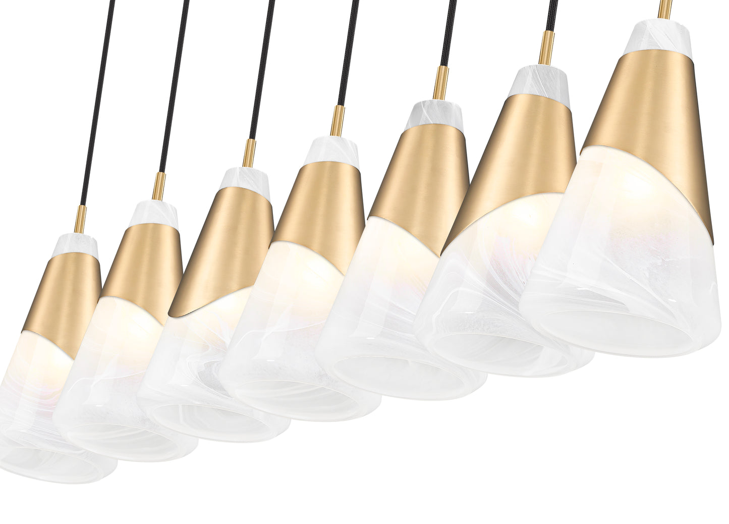 828P6-7L-MGLD - Aimie 7 Light Linear 54" Chandelier - Modern Gold