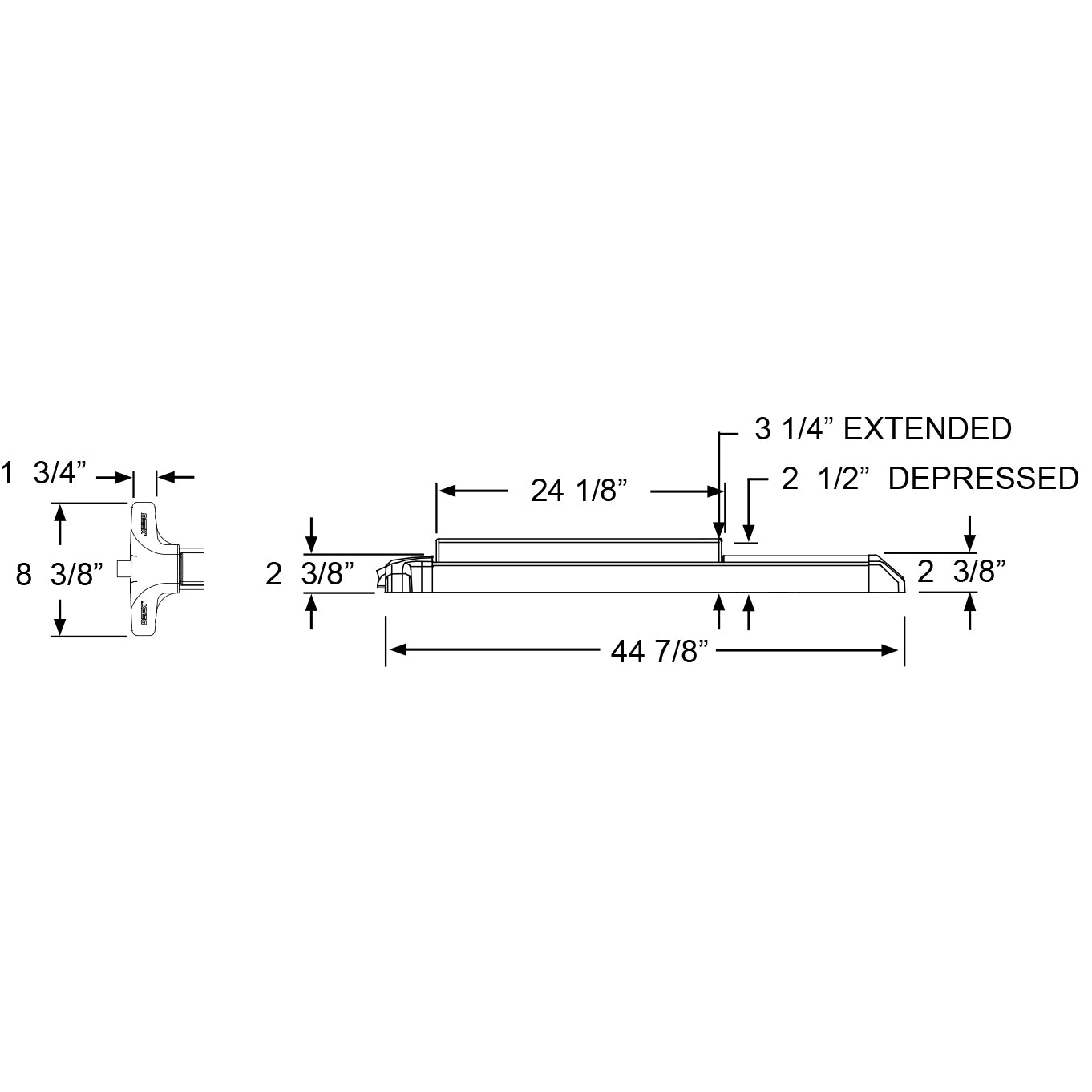 V40EB-W-628-48 - 48" Battery Operated Alarmed Rim Exit Device - Weatherized