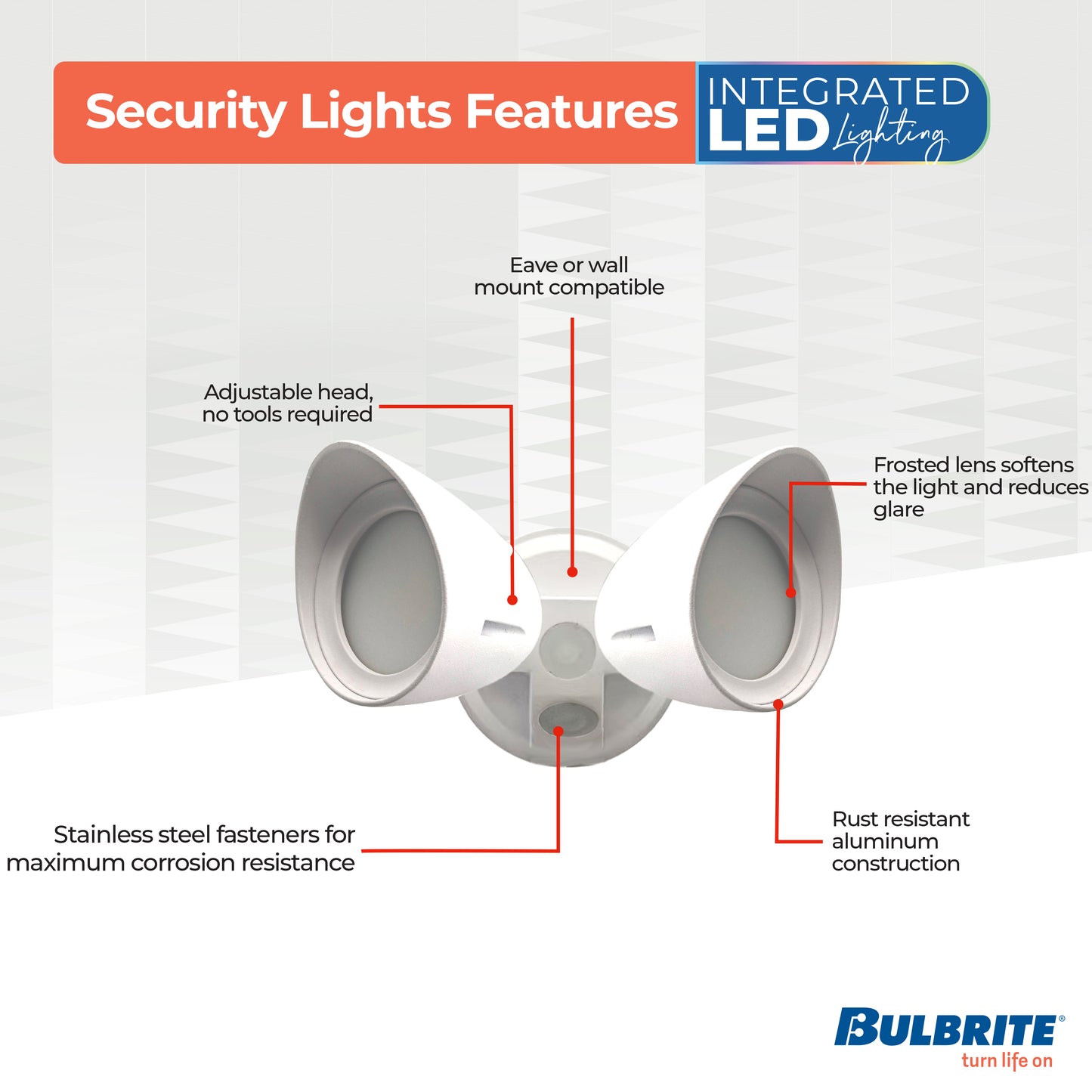 773700 - Wired Outdoor 2-Head LED Security Flood Light, White Finish