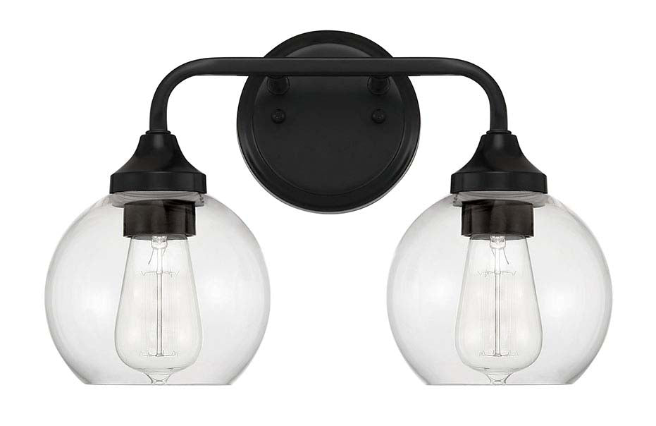 56202-FB - Glenda 2 Light 14.75" Wide Vanity Light - Flat Black
