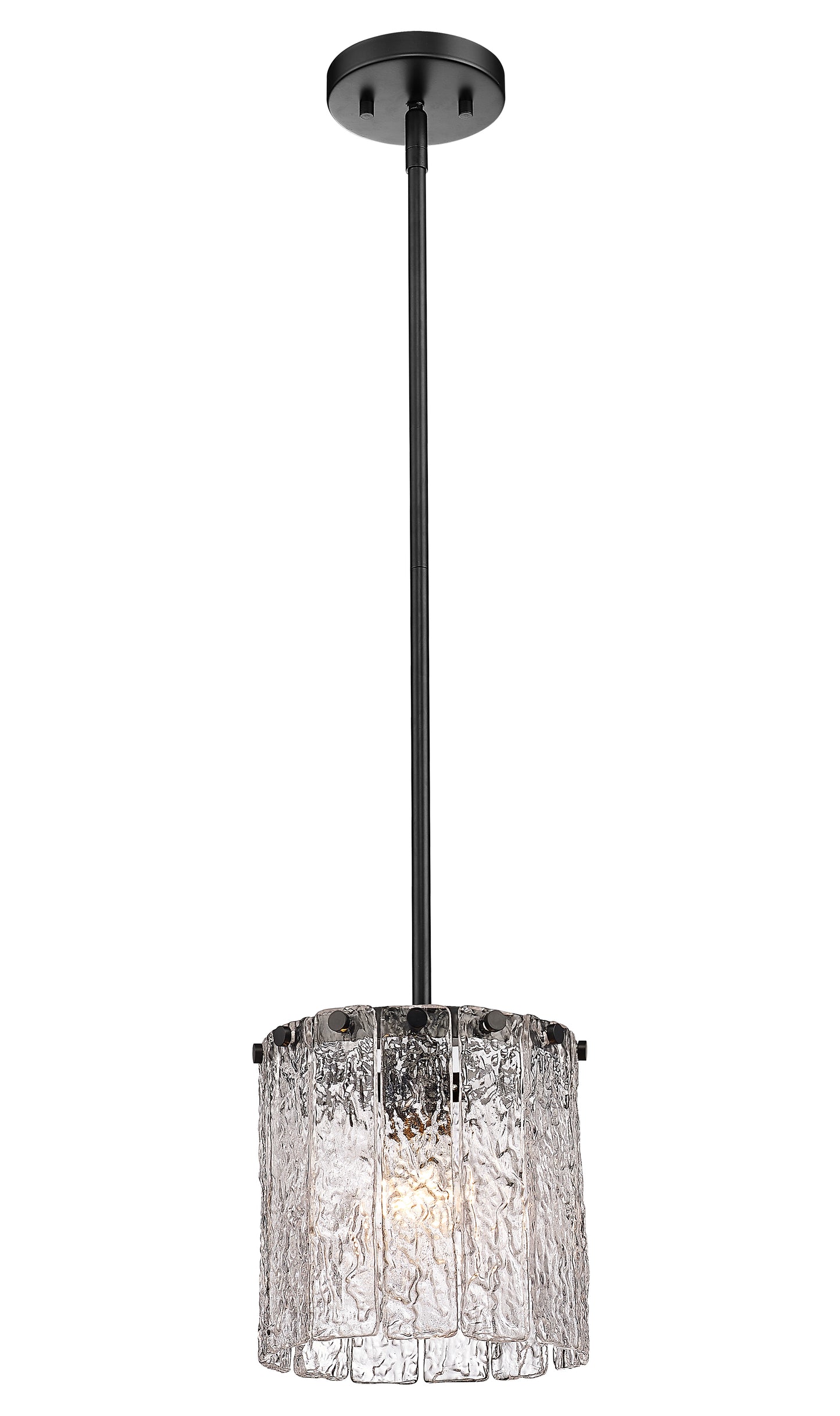 1943P8-MB - Glacier 1 Light 8" Pendant - Matte Black
