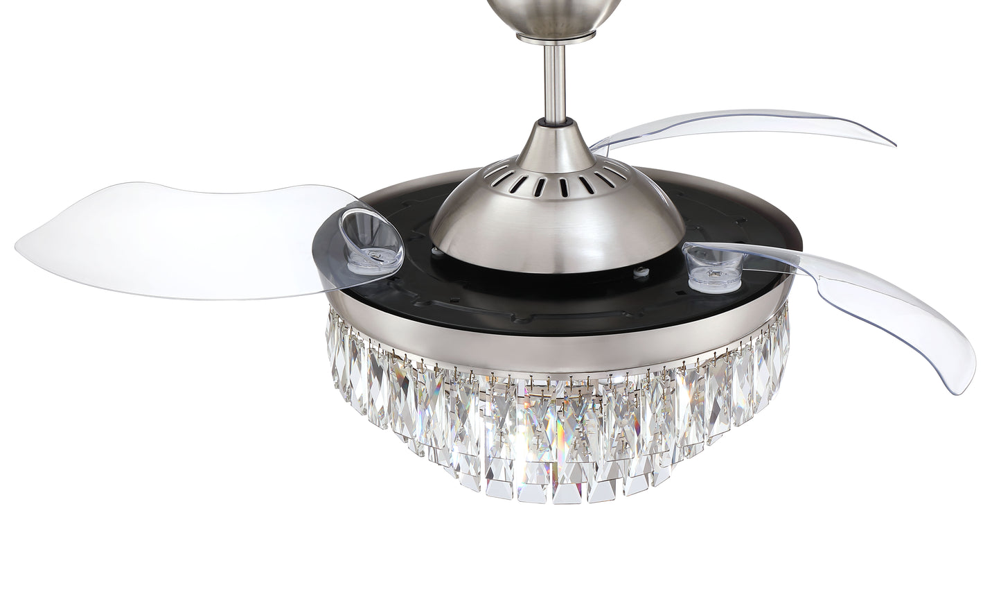 SOF42BNK3 - Sofia 42 Hidden Blades 42" 3 Blade Ceiling Fan with Light Kit - Brushed Nickel