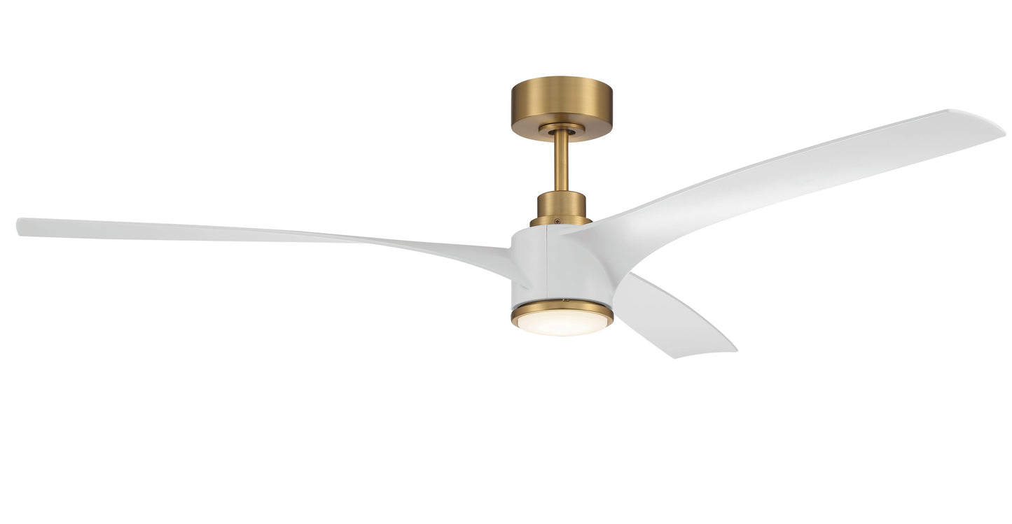 PHB60SB3-NWF - Phoebe 60" Indoor Ceiling Fan without Wifi 60" 3 Blade Ceiling Fan with Light Kit - Satin Brass