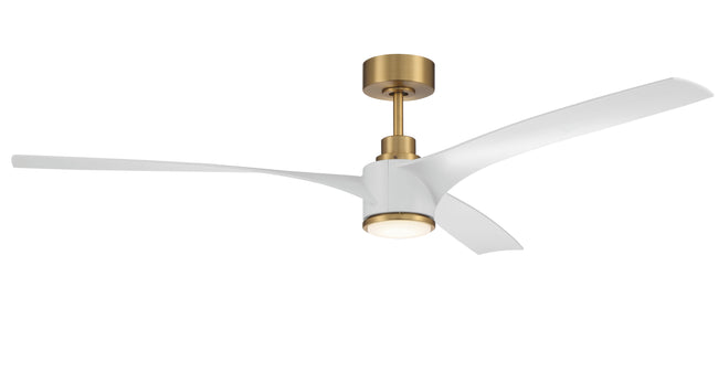 PHB60SB3-NWF - Phoebe 60" Indoor Ceiling Fan without Wifi 60" 3 Blade Ceiling Fan with Light Kit - Satin Brass