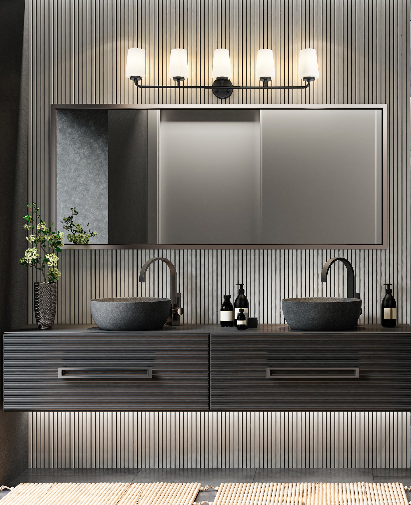 7005-5V-MB - Montford 5 Light 40" Vanity - Matte Black