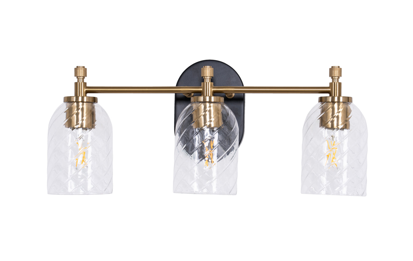 60303-FBSB-C - Council 3 Light 20" Wide Vanity Light - Flat Black / Satin Brass