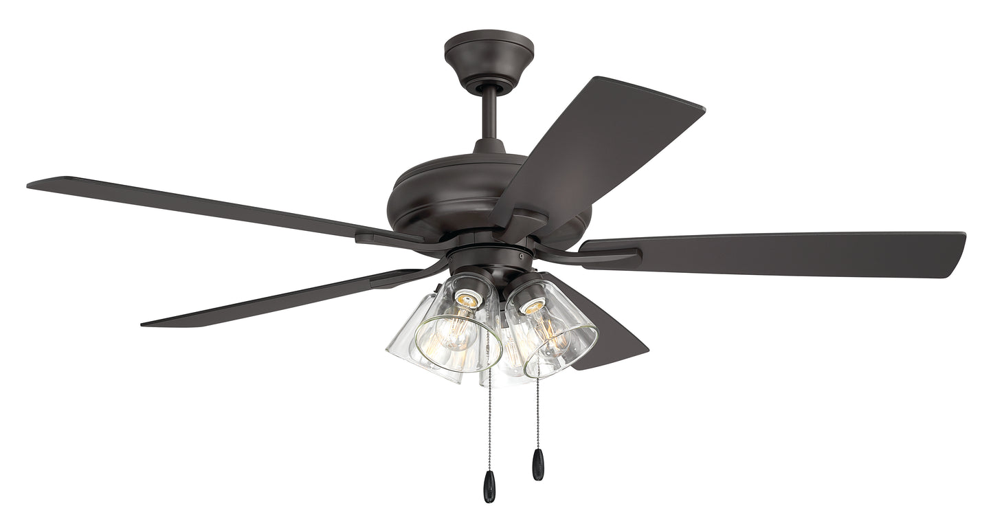 ECF104CBZ5-CBZWLN - Eos Clear 4 Light 52" 5 Blade Ceiling Fan with Light Kit - Classic Bronze