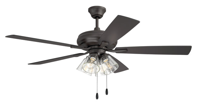 ECF104CBZ5-CBZWLN - Eos Clear 4 Light 52" 5 Blade Ceiling Fan with Light Kit - Classic Bronze