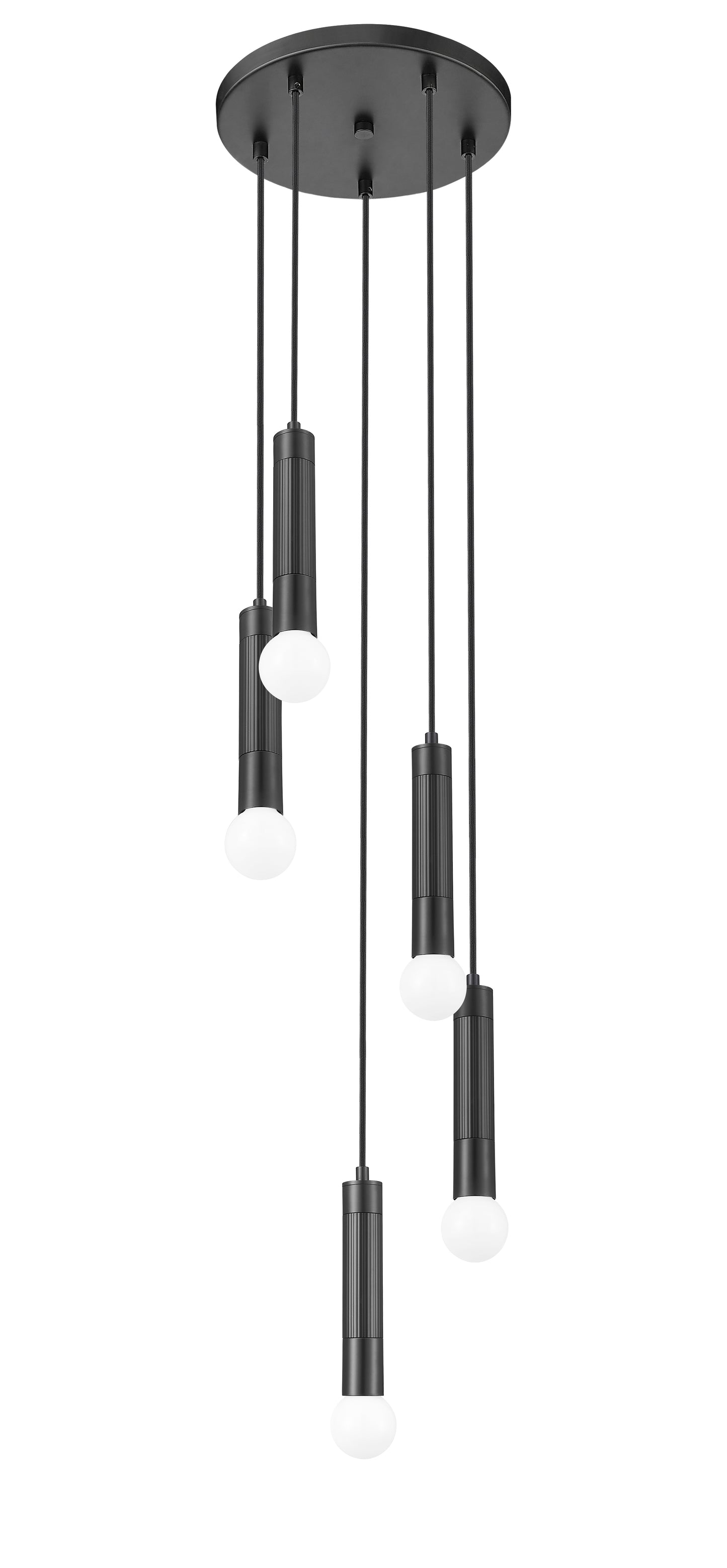 1956P-5R-MB - Stari 5 Light 12" Chandelier - Matte Black