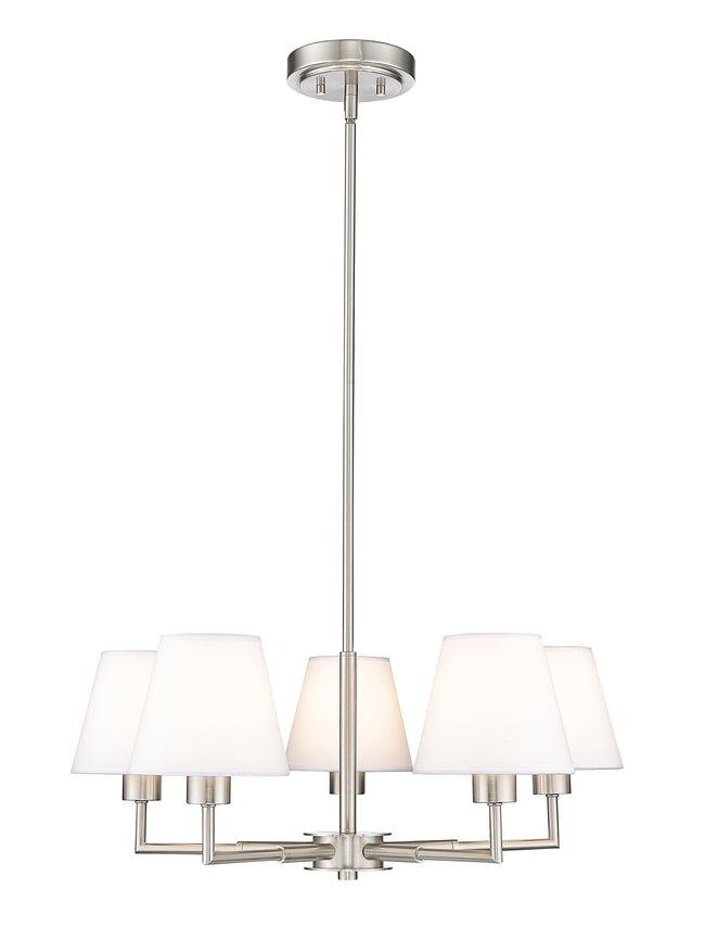 744-26R-BN - Leila 5 Light 26" Chandelier - Brushed Nickel