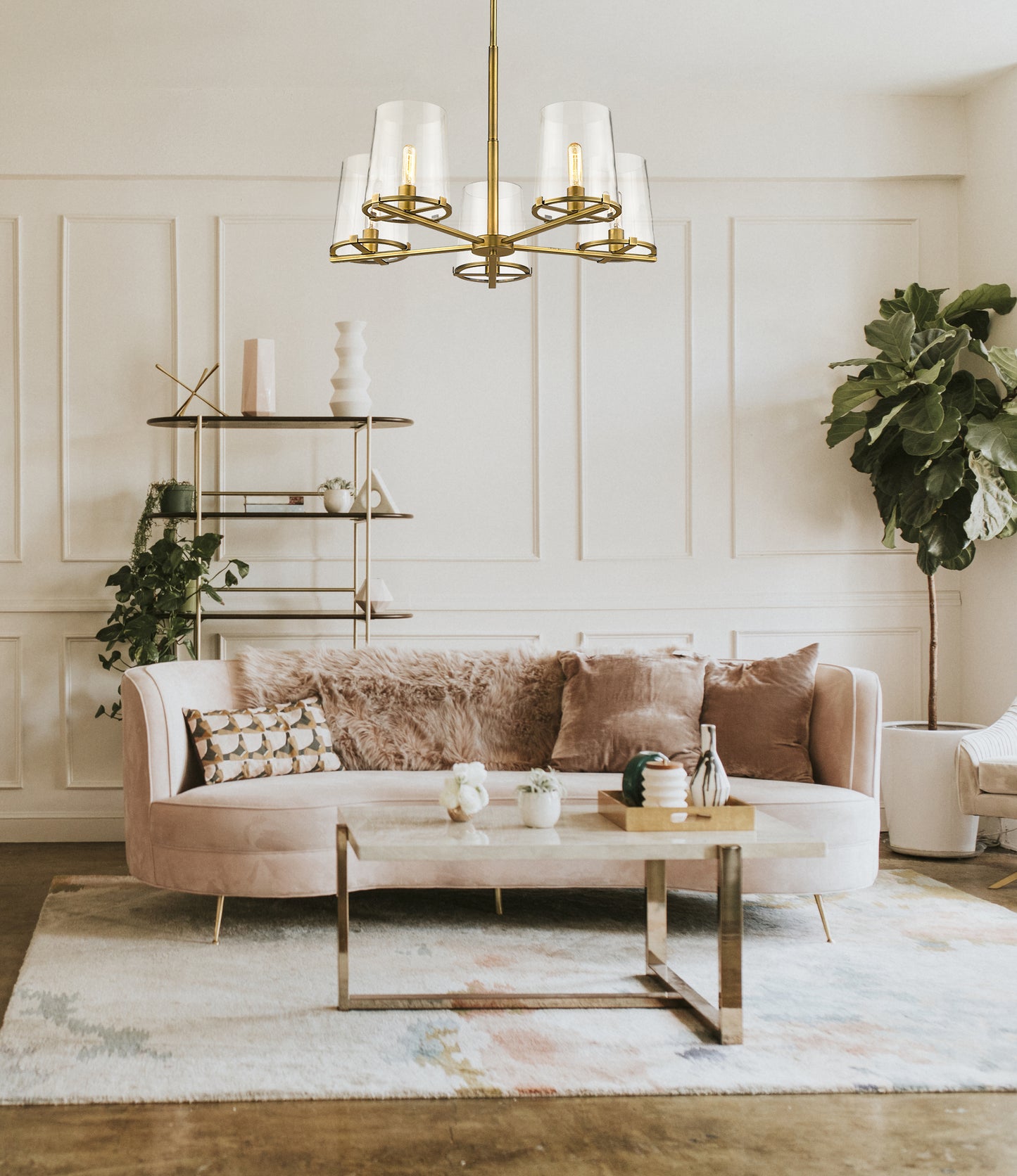 3032-5RB - Callista 5 Light 33" Chandelier - Rubbed Brass